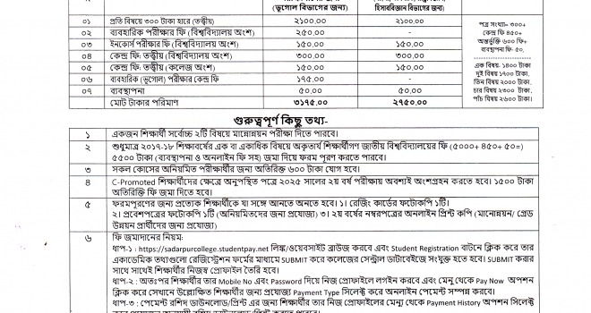 অনার্স ২য় বর্ষ ফরমপূরণ ২০২৫