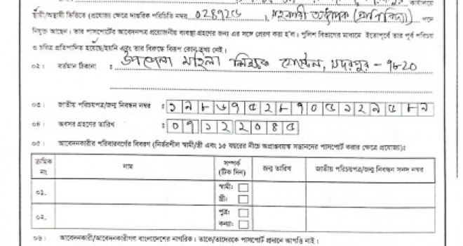 জনাব আশা রাণী দাস, সহকারী অধ্যাপক (প্রানিবিদ্যা) এর পাসপোর্ট সংক্রান্ত অনাপত্তিপত্র